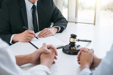 Lawyer working with clients.