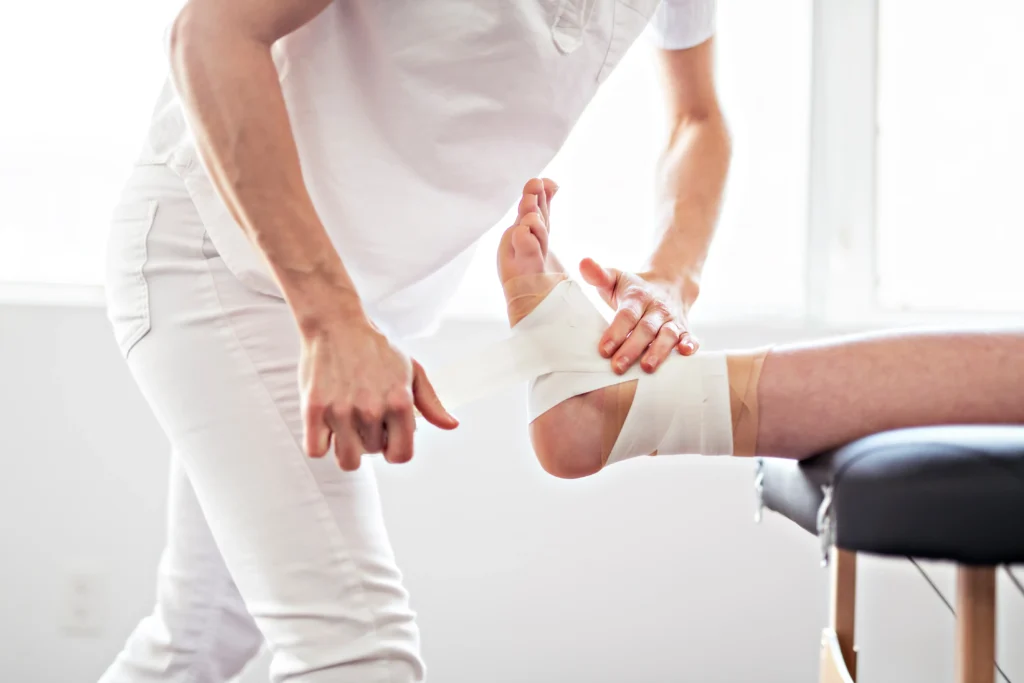 A man with an injured foot.