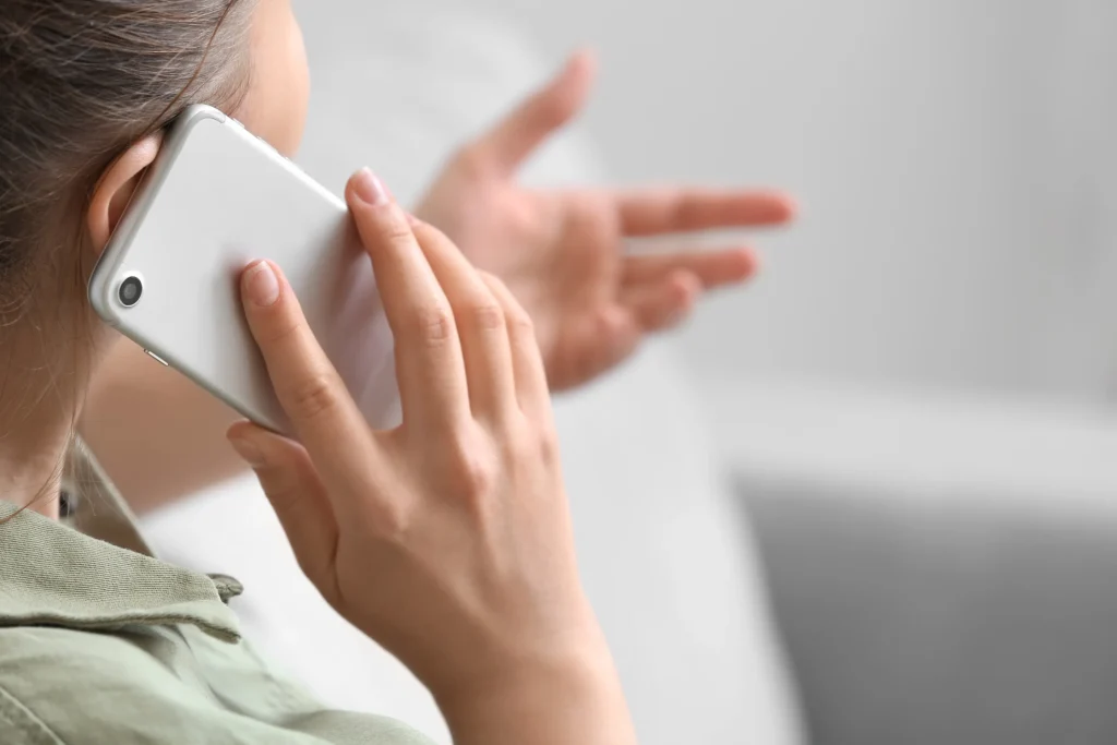 Woman speaking on a phone,