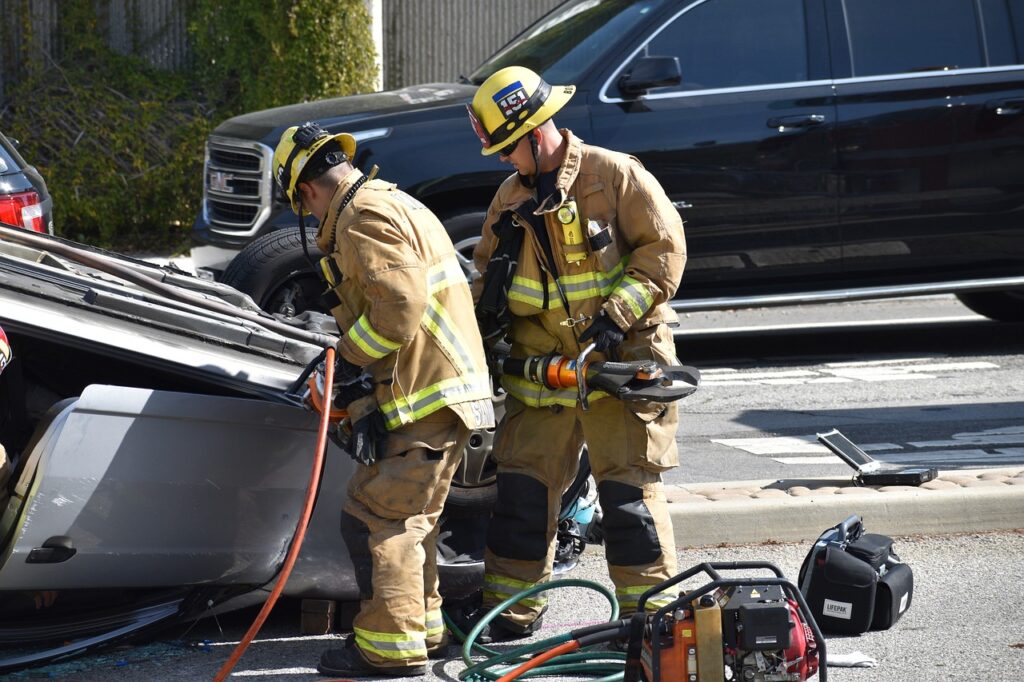 fireman at car accident